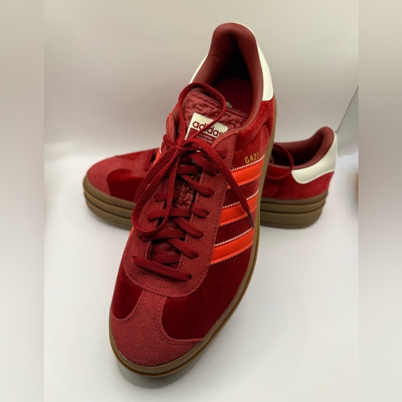 ADIDAS GAZELLE Bold Bright Red/Victory Red Velvet sneakers, Women’s 9.5, NEW! - Picture 10 of 14